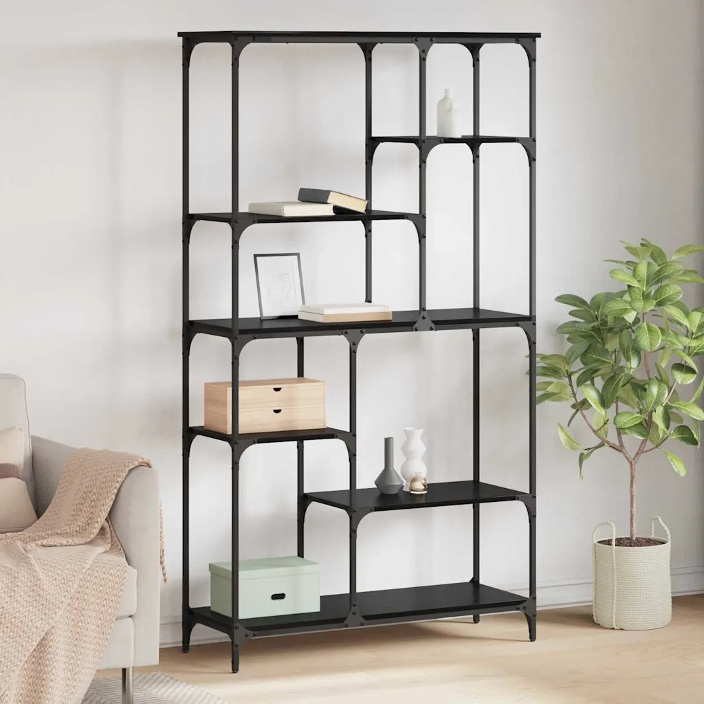 Libreria-Scaffale per Libri-Mobile di Stoccaggio Rovere Nero 99 x 35,5 x 176 cm Legno multistrato