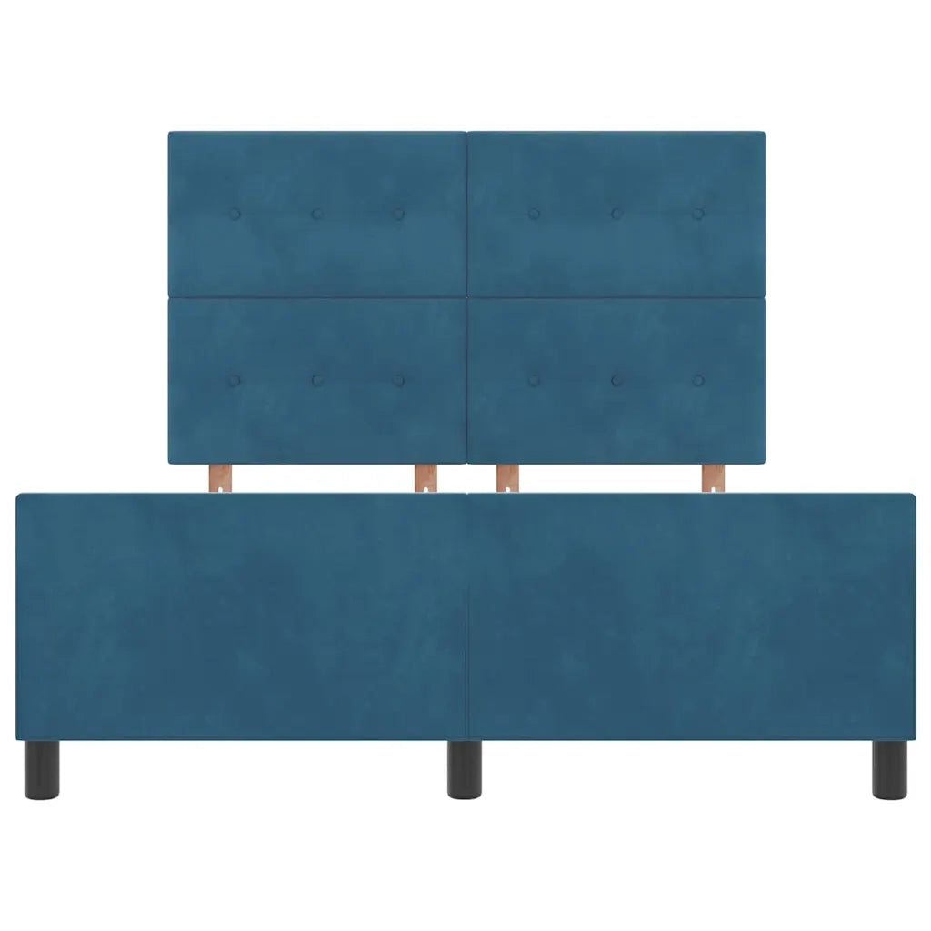 Letto a molle con testiera Blu Scuro 160 x 200 cm Velluto