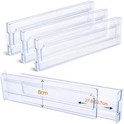 Verdelatori di carico in plastica, regolabili, set da 4 (27,6-52,7 cm), verdelatori di carico trasparenti, organizzatore di carico per la dispensa, la camera da letto, il bagno, con adesivo a doppia faccia.