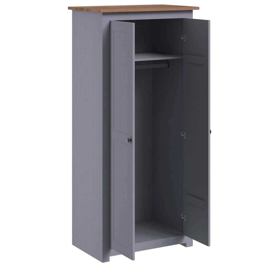 Armadio Grigio 80x50x171,5 cm Legno Massello Pino Panama Rangecod mxl 73448