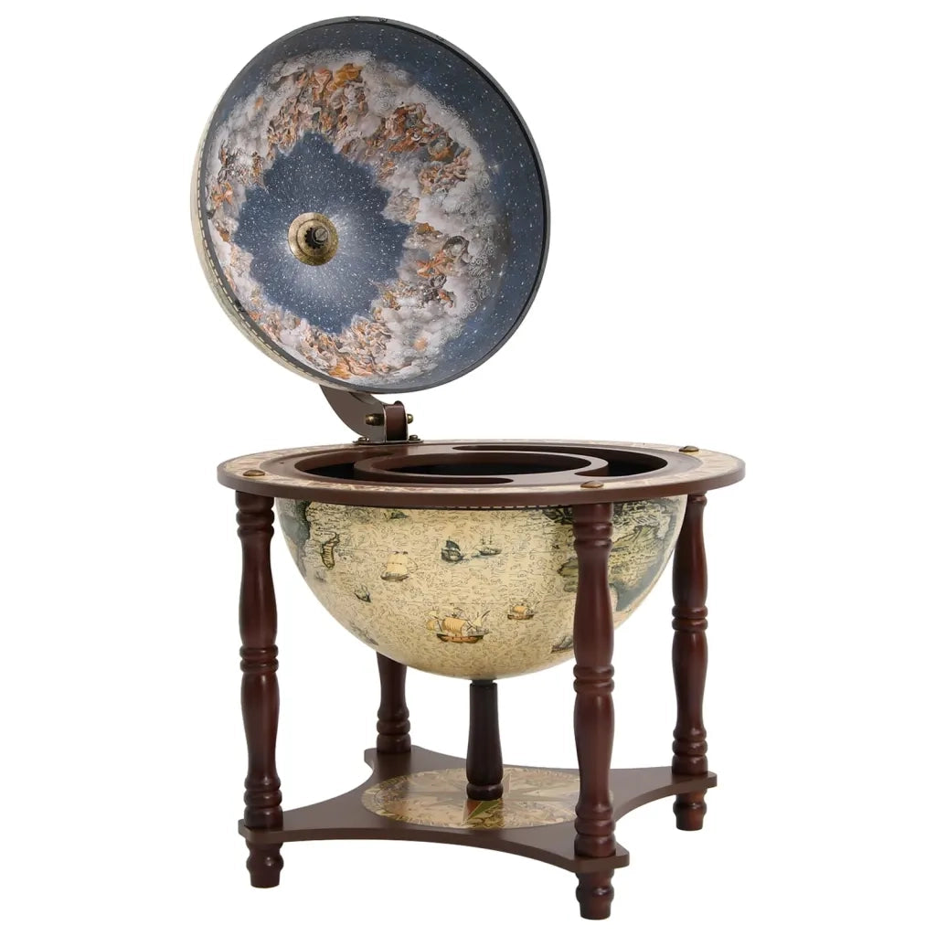 Bar a Globo Portavini Marrone Legno Massello di Eucalipto 343475
