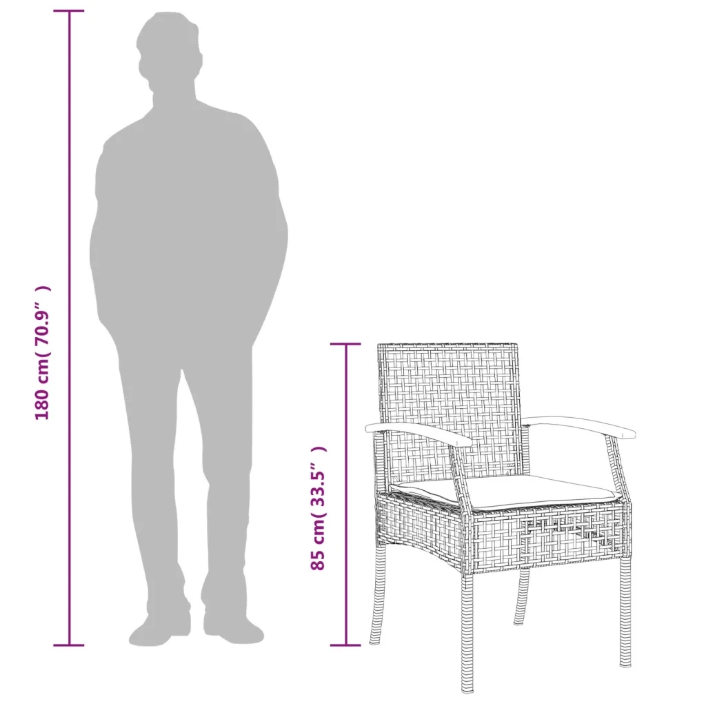 Set da Pranzo da Giardino 4 pz con Cuscini Beige in Polyrattan