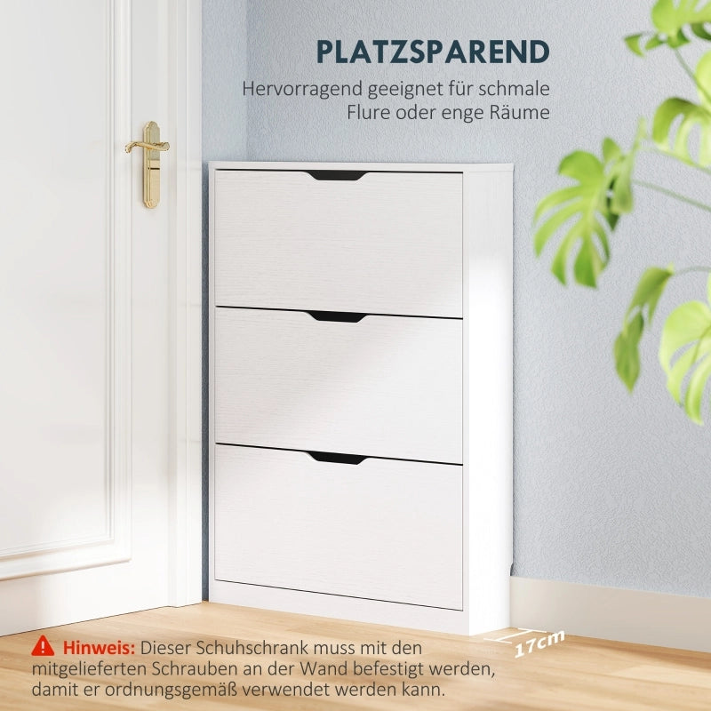 ARMADIO PORTASCARPE A 3 RIBALTE 80 x 17 x 108 cm Bianco