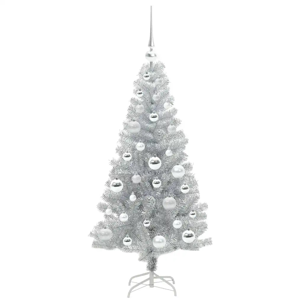 Albero di Natale con 150 LED con supporto Argento 120 cm PET