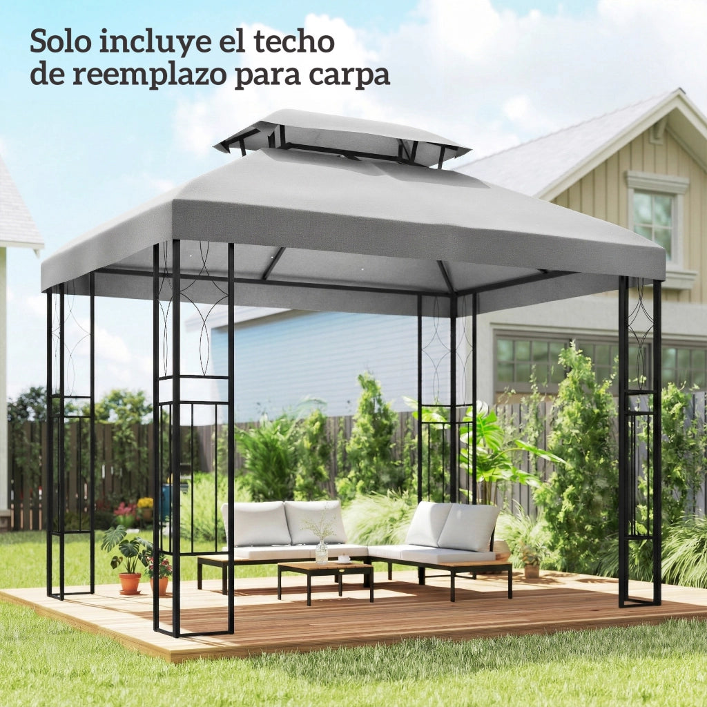 Toldo da giardino 4x3 m ¨C zephmum ¨C grigio chiaro