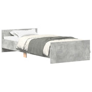 Letto singolo | Letto per adulti | Giroletto Grigio Cemento 90x200 cm in Legno Multistrato