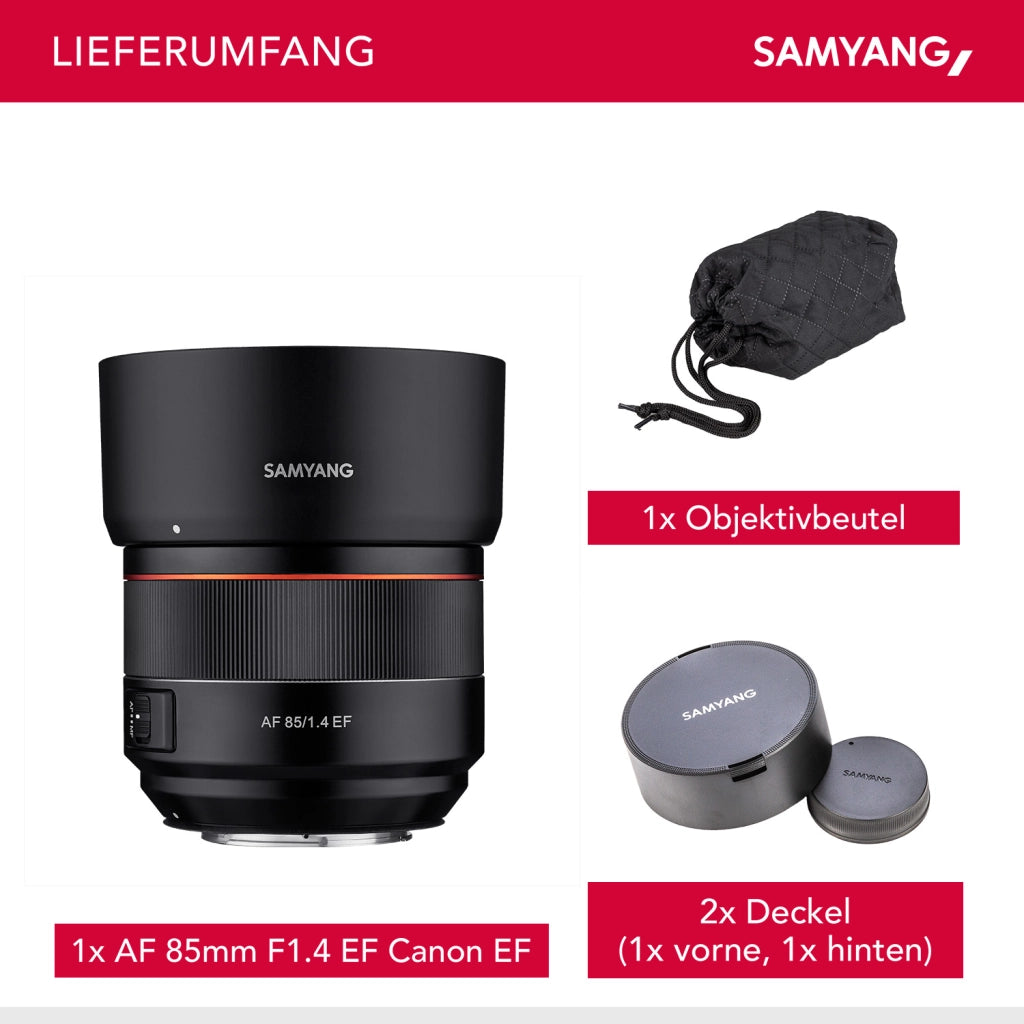 Teleobiettivo AF 85mm F1.4 EF – compatibile con Canon EF - leggero e compatto - per ritratti fotografici, con autofocus veloce per DSLM - per fotocamere SLR full-frame e APS-C