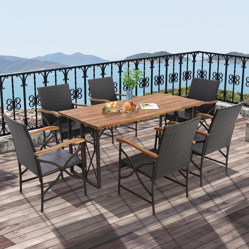 Set di 2 Sedie in Rattan, Sedia Giardino Poltrone da Esterno con Cuscini per Seduta con Cerniera, Set di 2 Comode Sedie per Giardino, Patio, Terrazza (Modello X, 56 x 62 x 89 cm)