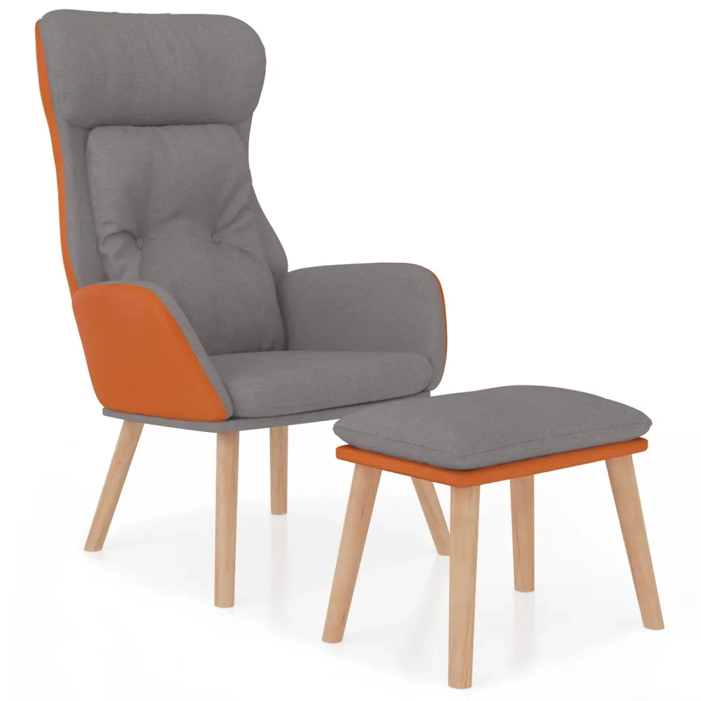Poltrona Relax e Poggiapiedi Grigio Chiaro Similpelle e Tessuto cod mxl 14580