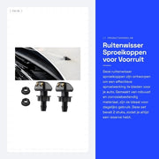 Ruitenwasdop 2 Stuks - Ruitenwisser Sproeikop - Voorruit Sproeier - Kunststof/Metaal - Duurzaam - Corrosiebestendig - Ruitensproeier
