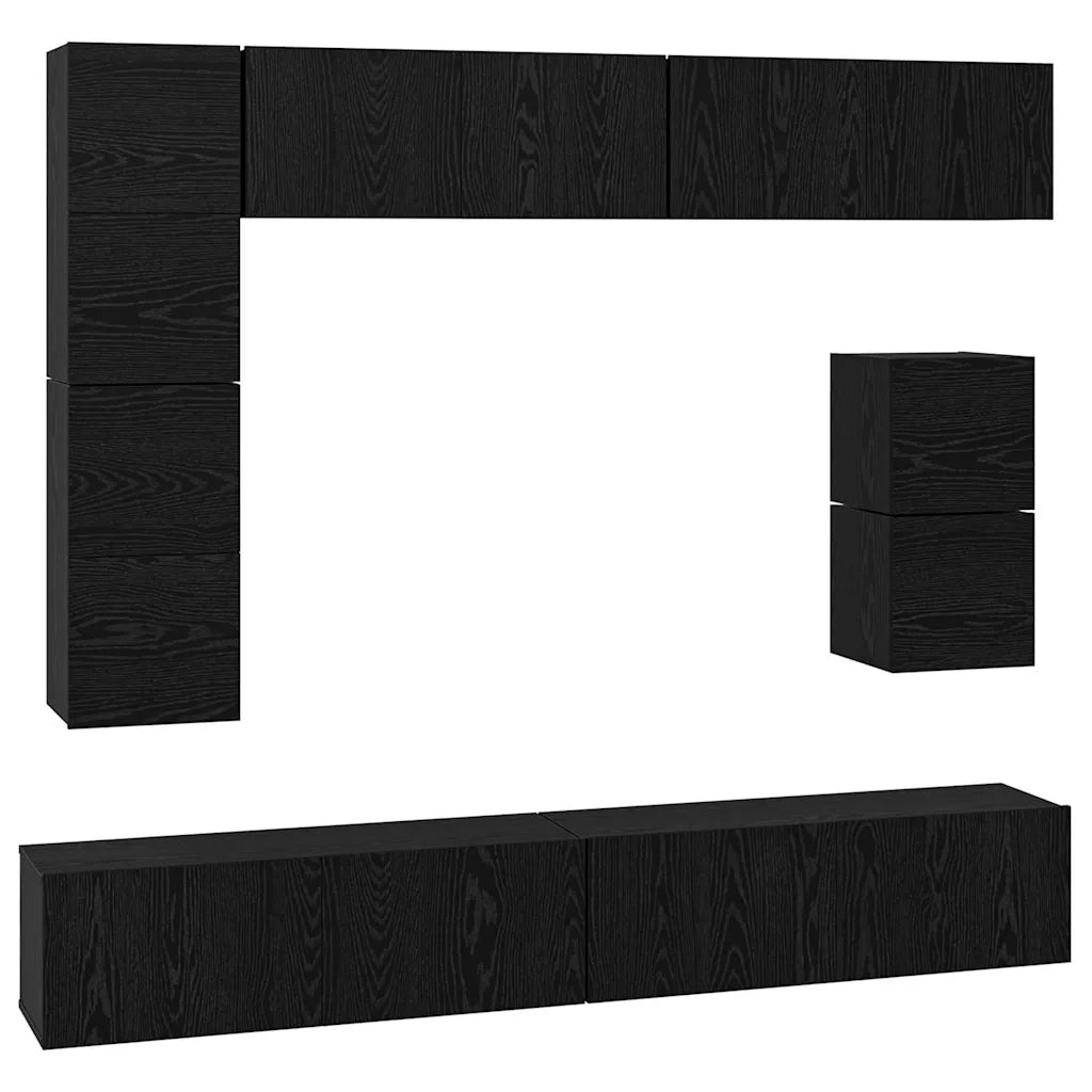 Set mobile TV 8 pcs Rovere Nero Legno multistrato 3393295