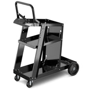 Carrello portautensili con ruote 70 x 38 x 87 cm con 3 ripiani portaoggetti e piano inclinato in metallo nero 20_0011315