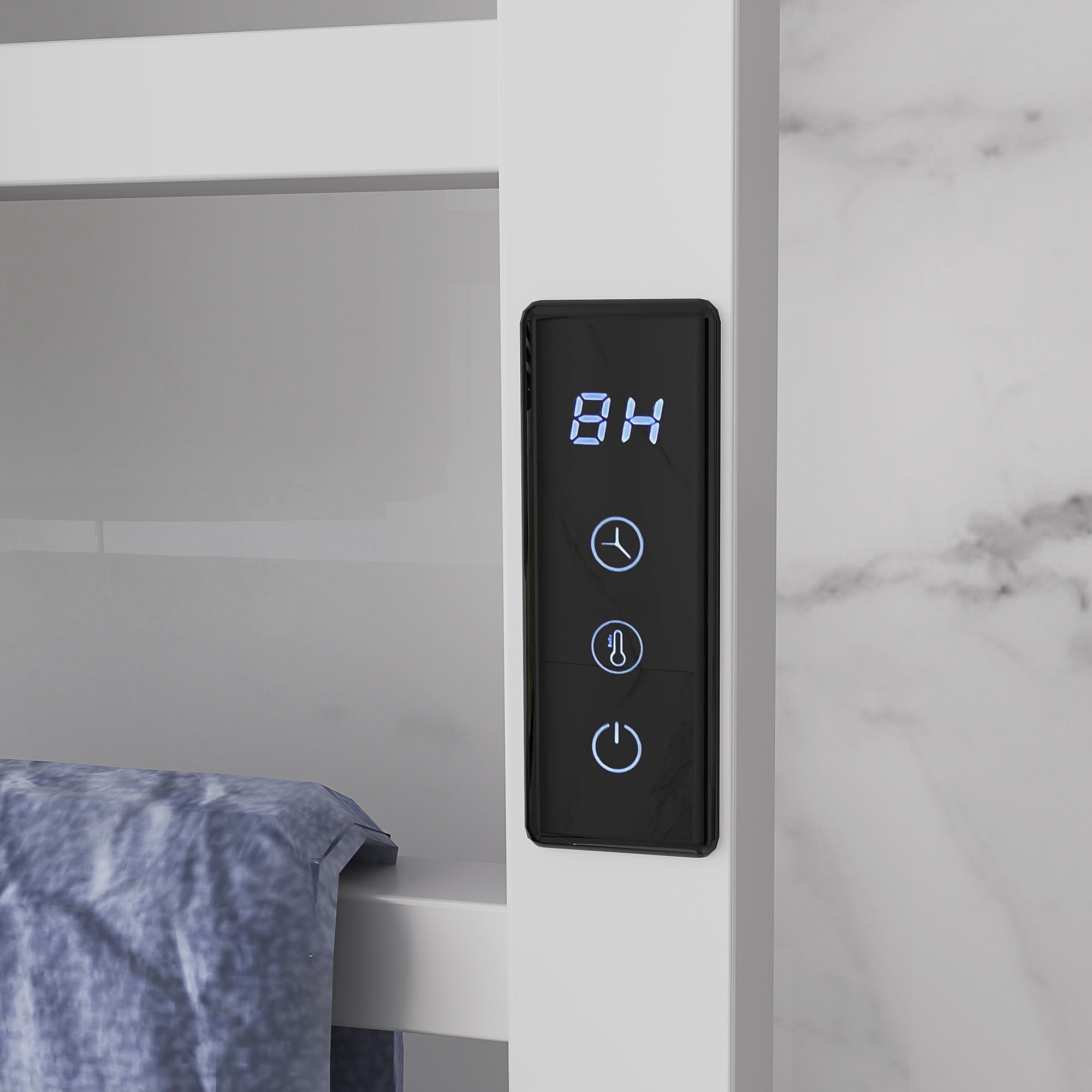 Scaldasalviette Elettrico Smart 45x11x80 cm a 10 Barre con Timer e Display LCD in Acciaio Inox Bianco