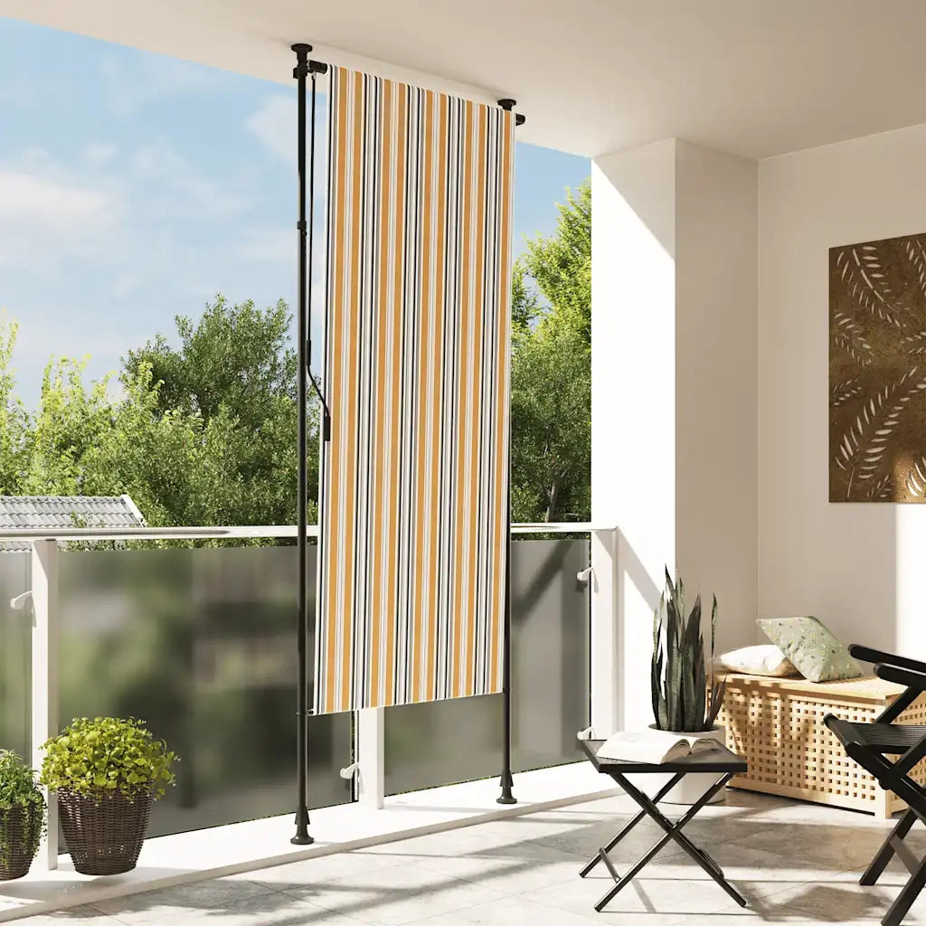 Tenda a Rullo Esterno Gialla e Bianca 100x270cm Tessuto Acciaio 368772