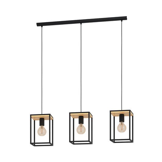 Lampadario Industrial Libertad 3 Luci Metallo Nero E Marrone