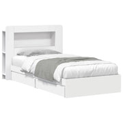 Letto singolo | Letto per adulti | Telaio del letto con storage con cassetto Bianco 75 x 190 cm