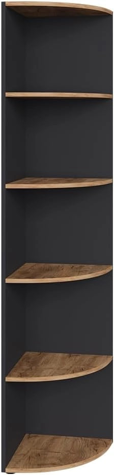 Scaffale angolare Ecki, Antracite/quercia dorata, 40 x 180 cm, per montaggio a parete con tre ripiani aperti