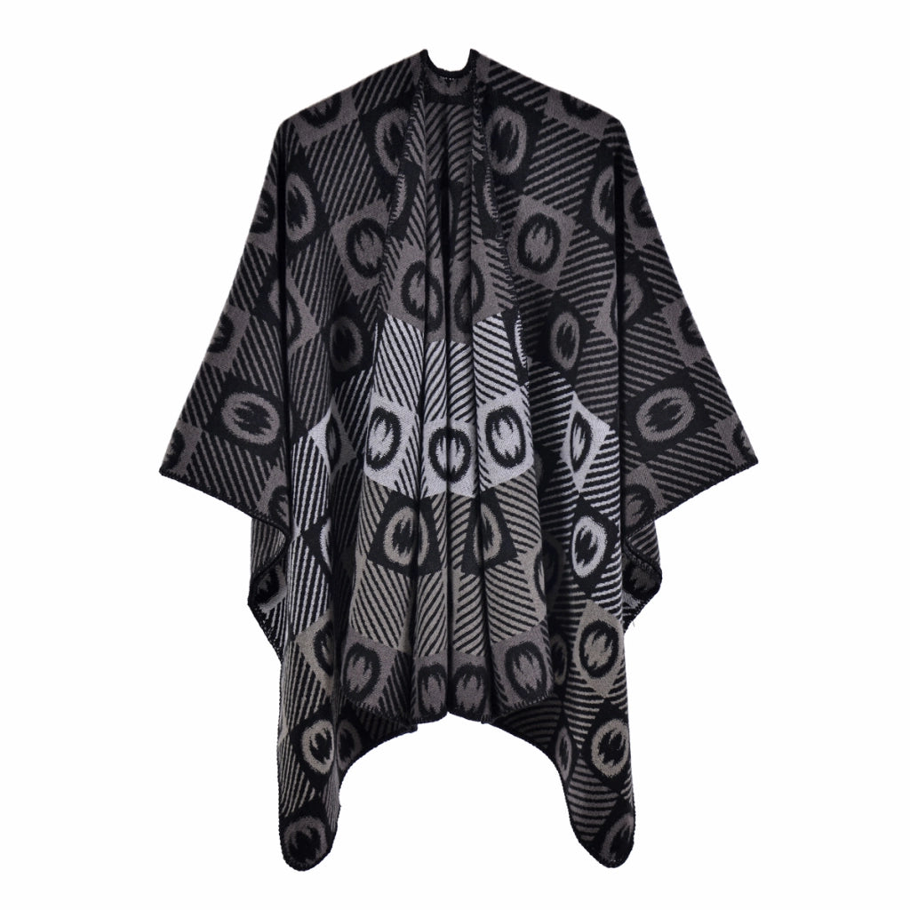 Sciarpa divisa con stampa a lettere di tendenza, sciarpa calda in cashmere jacquard alla moda, mantello