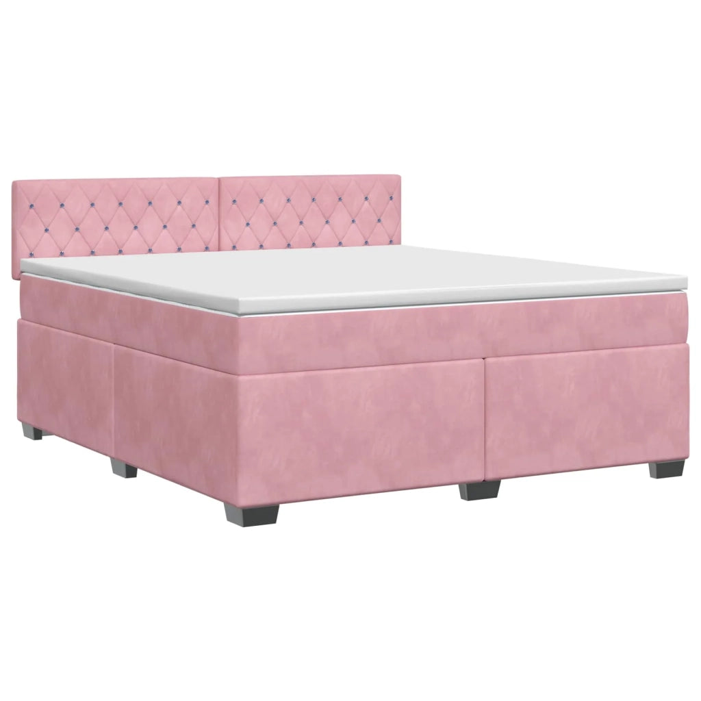 Letto box spring con materasso Rosa 140 x 200 cm Velluto 3450727
