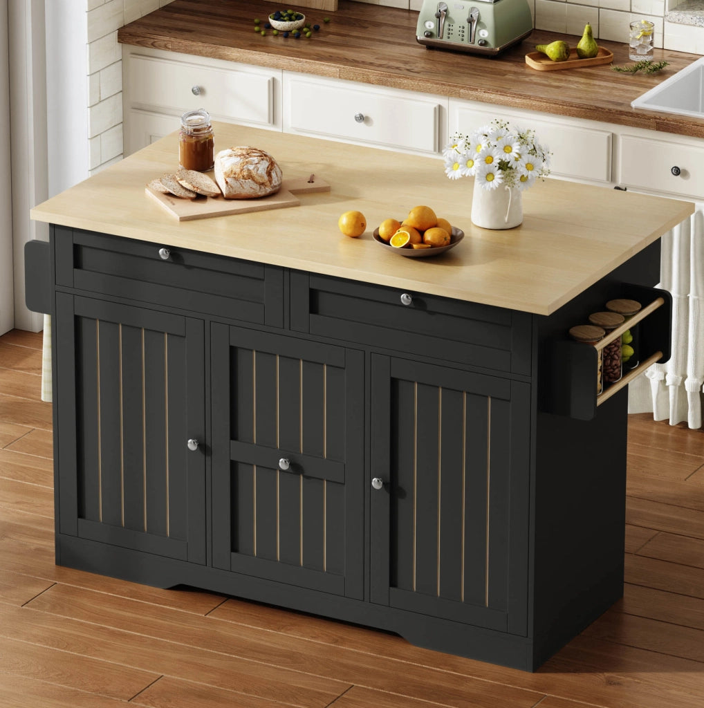 Isola cucina 120x45(70)x92 cm con piano ribaltabile in MDF nero