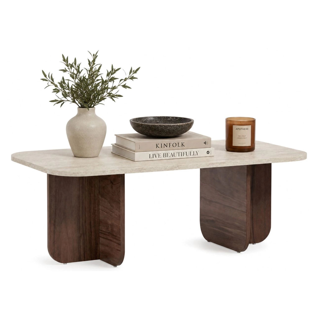 Nomeva, Tavolino da Salotto Forma Rettangolare, 120x60x41h cm Marrone Noce