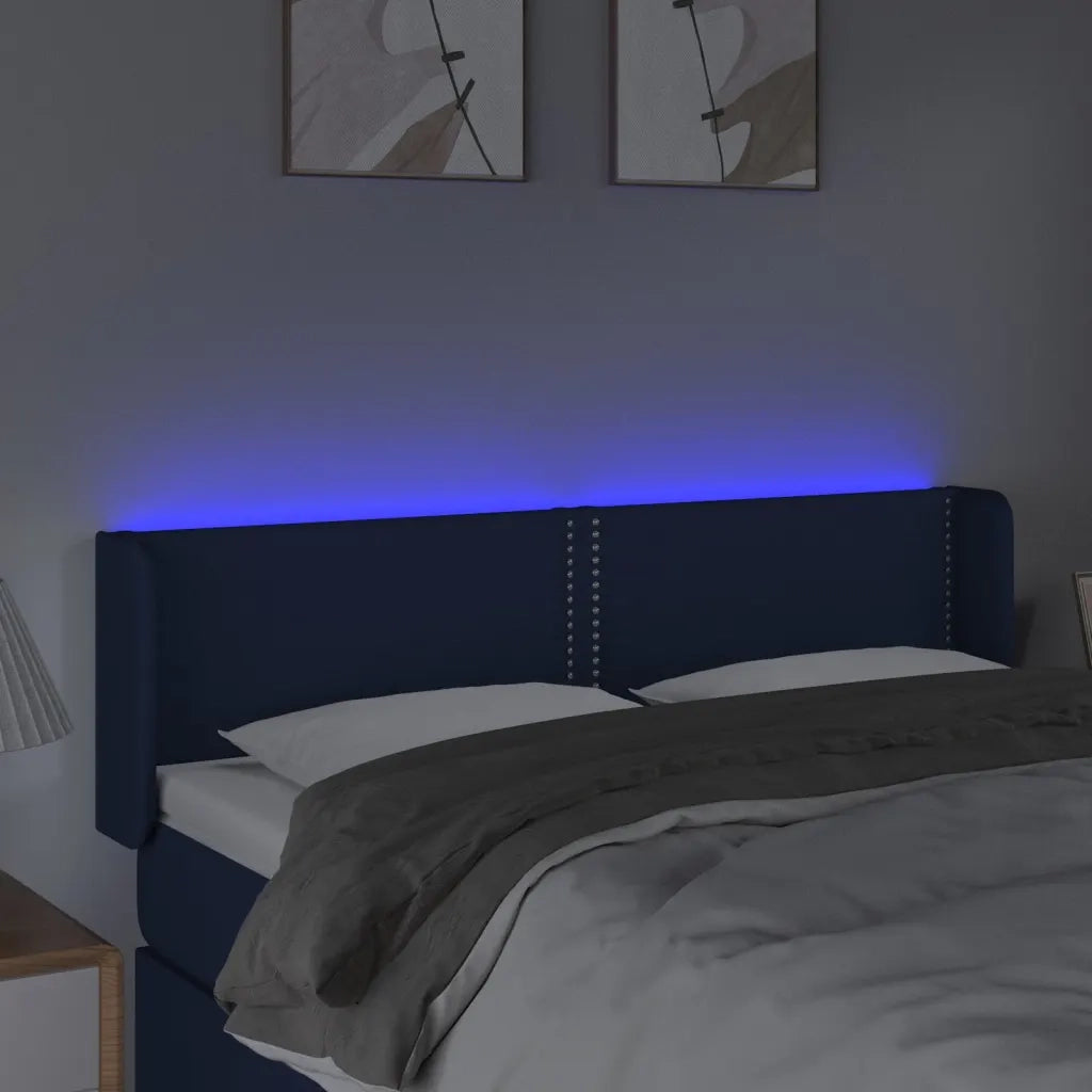 Testiera a LED Blu 147x16x78/88 cm in Tessuto 3123100