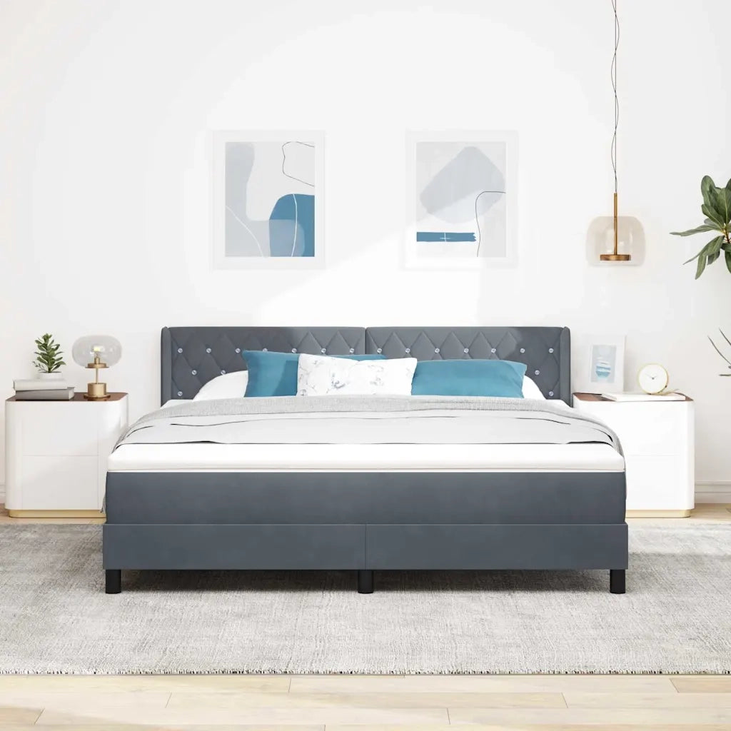 Letto a molle con testiera Grigio scuro 200 x 180 cm Velluto 3341427