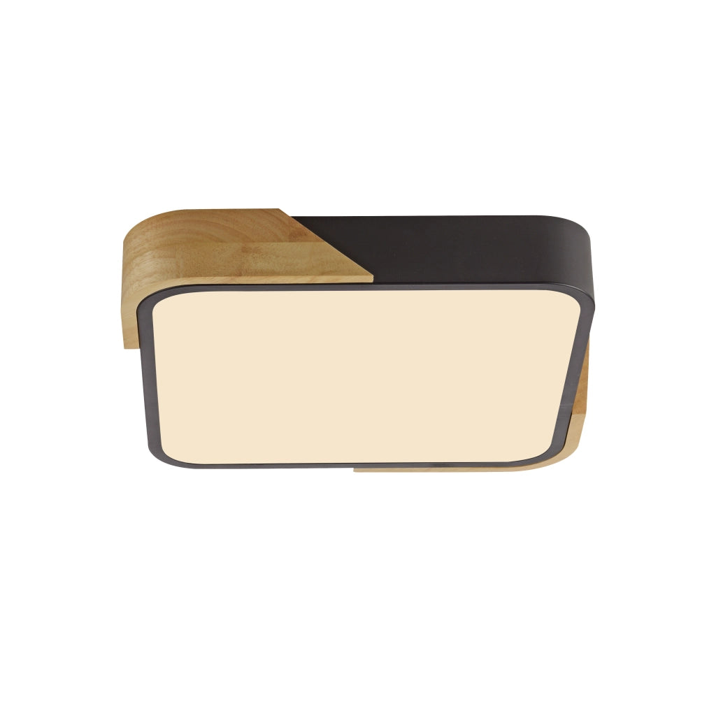 Plafoniera quadrata 32cm nera/legno LED 24W BILA Just Light