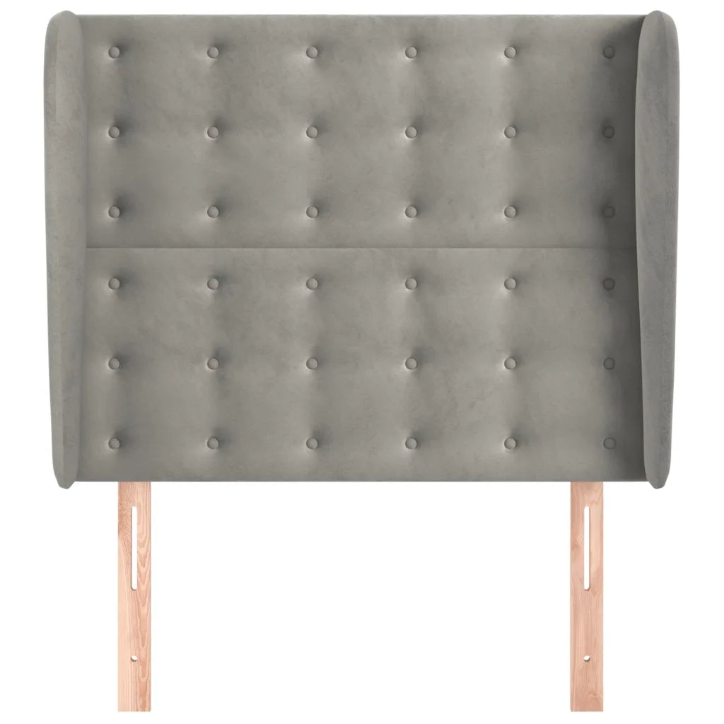 Testiera | Testata ad Orecchio Grigio Chiaro 103x23x118/128 cm in Velluto