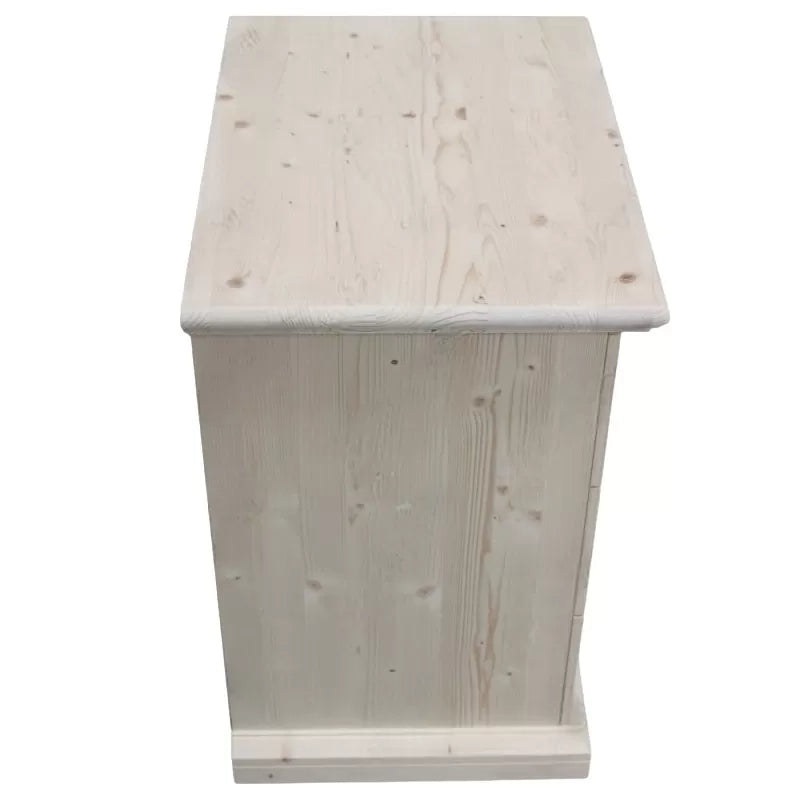 comodino classico 3 cassetti legno massello abete grezzo 55x39x64 (3359) - Mobili 2G