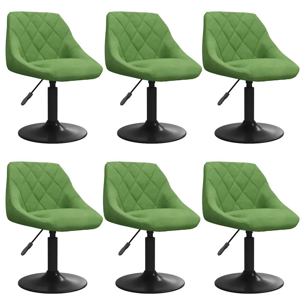 Sedie da Pranzo Girevoli 6 pz Verde Chiaro in Velluto