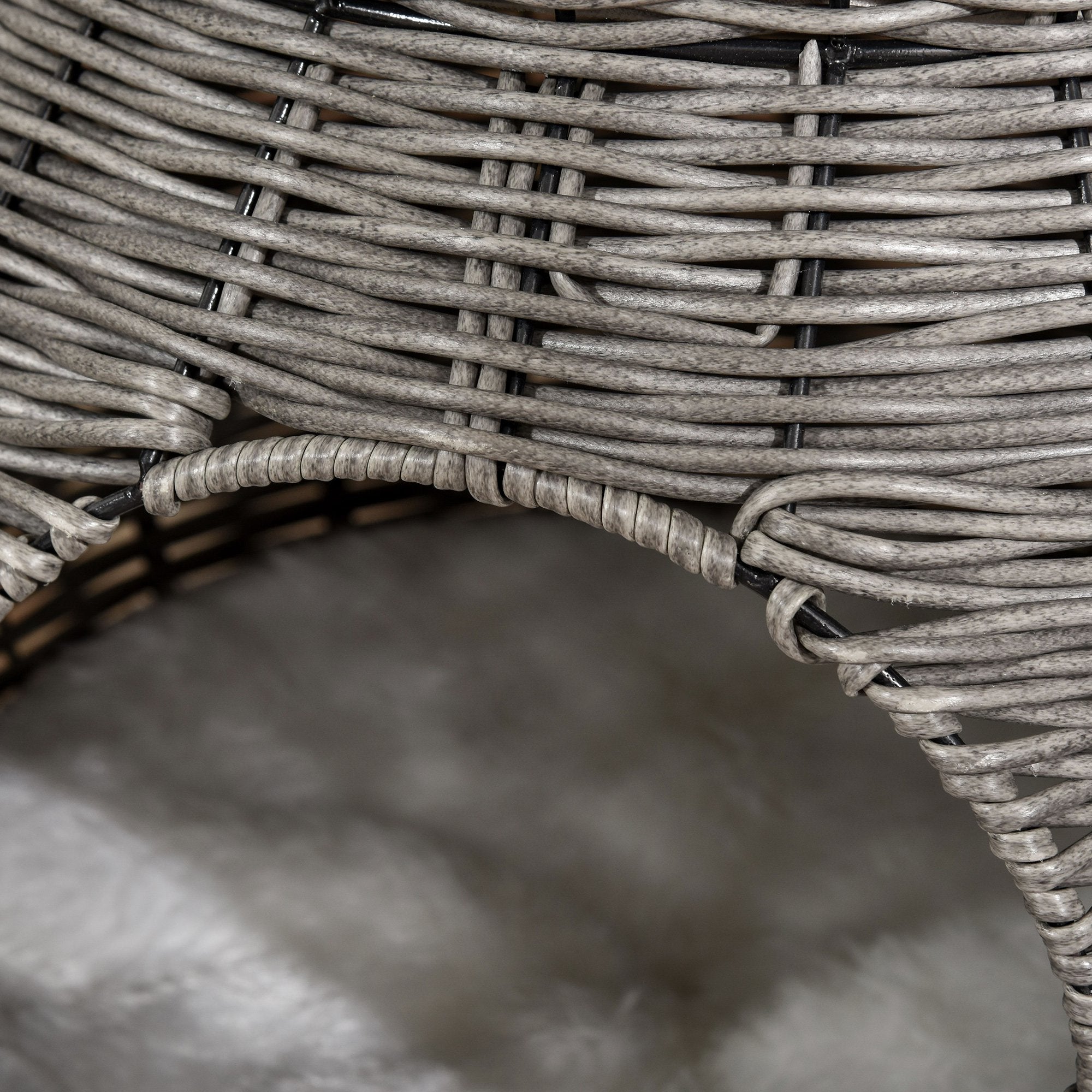 Cuccia per Gatti Ø50x43,5 cm in Rattan Grigio Scuro