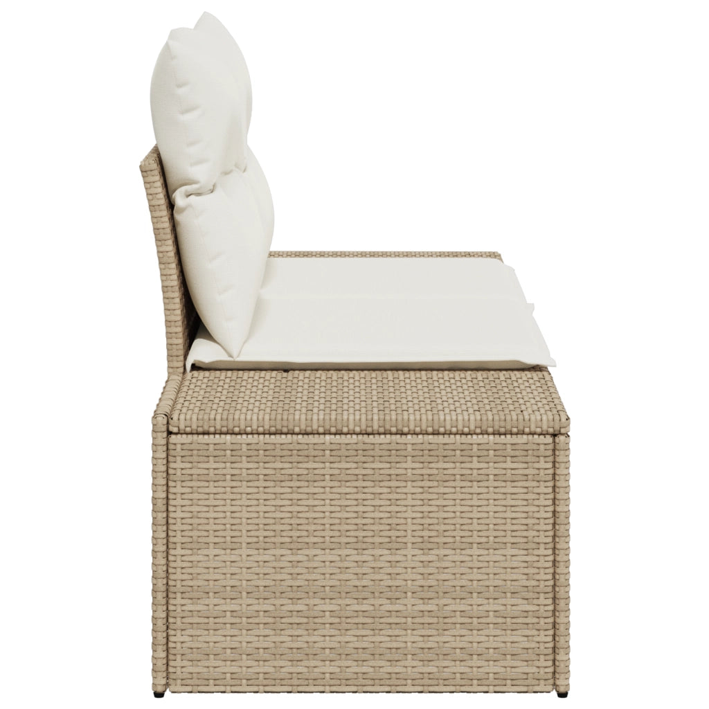 Divano da giardino per 2 persone con cuscini in polirattan beige