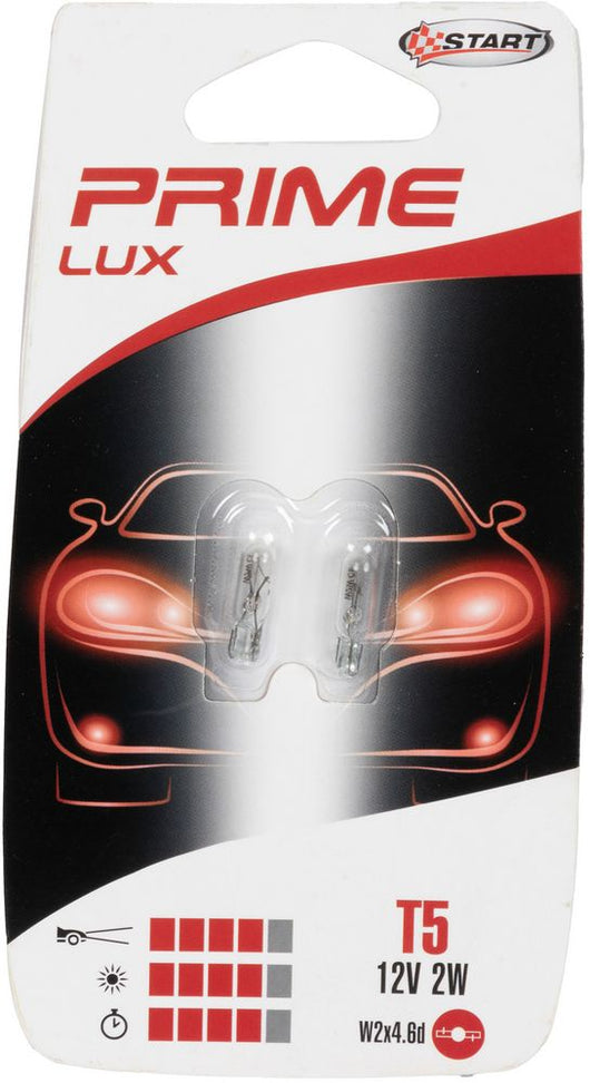 Coppia di lampadine auto alogene in vetro T5 12V 2W W2X4.6d