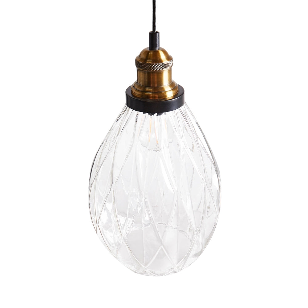 Lampadario con paralume in vetro trasparente e metallo Illuminazione a sospensione