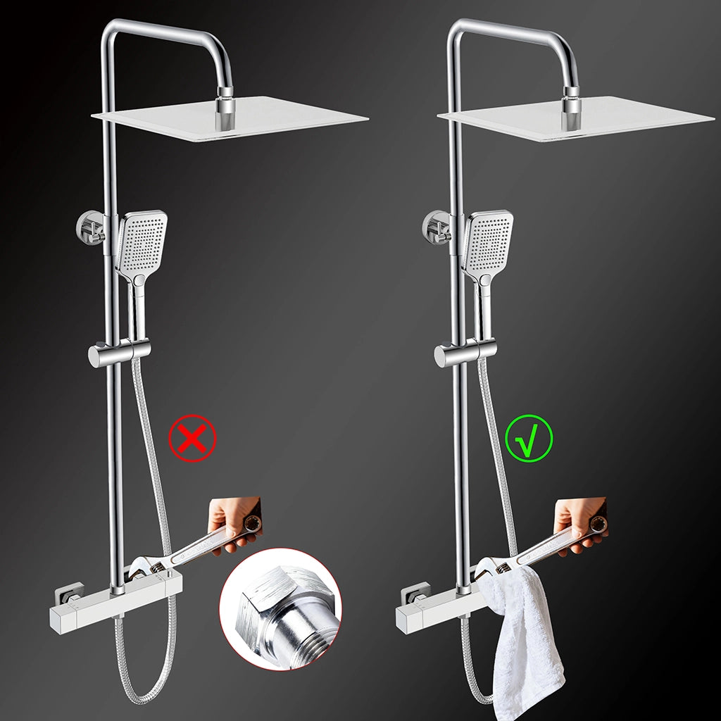 Grande soffione doccia 30x30cm con miscelatore termostatico e doccetta 25x10cm, cromo
