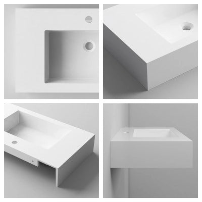 Lavabo sospeso 70 cm in resina bianco lucido Lodi
