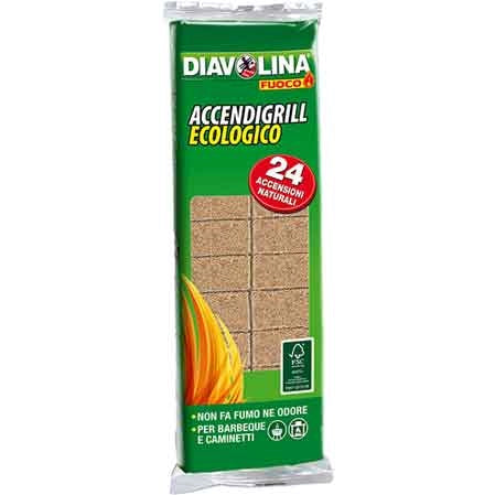 ACCENDIGRILL ECOLOGICO 'DIAVOLINA' 100 cubi - 6 pezzi- DIAVOLINA