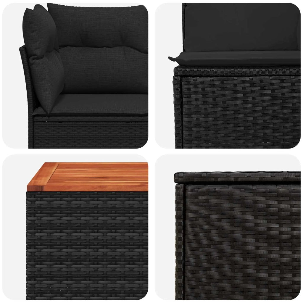Set di divani 6 pz Nero Rattan sintetico e Acciaio 3447340