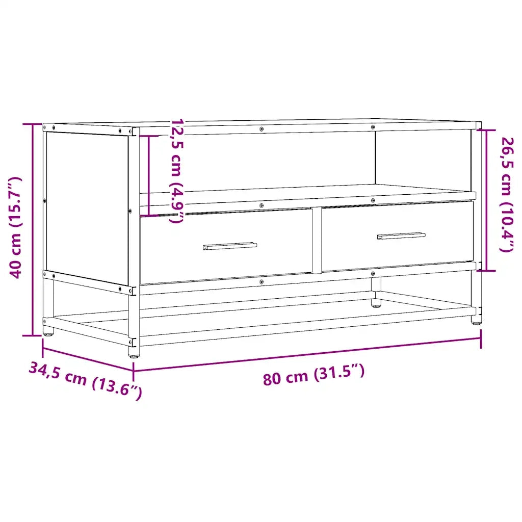 Mobile TV Nero 80x34,5x40 cm in Truciolato Metallo 848809