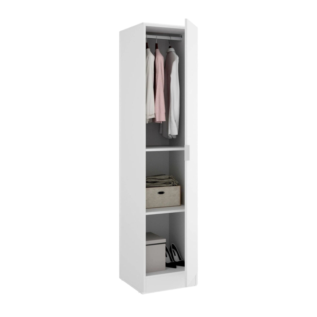 Guardaroba Nxy, Mobile appendiabiti per camera da letto, Armadio a 1 anta singola, 41x52h184 cm, Bianco