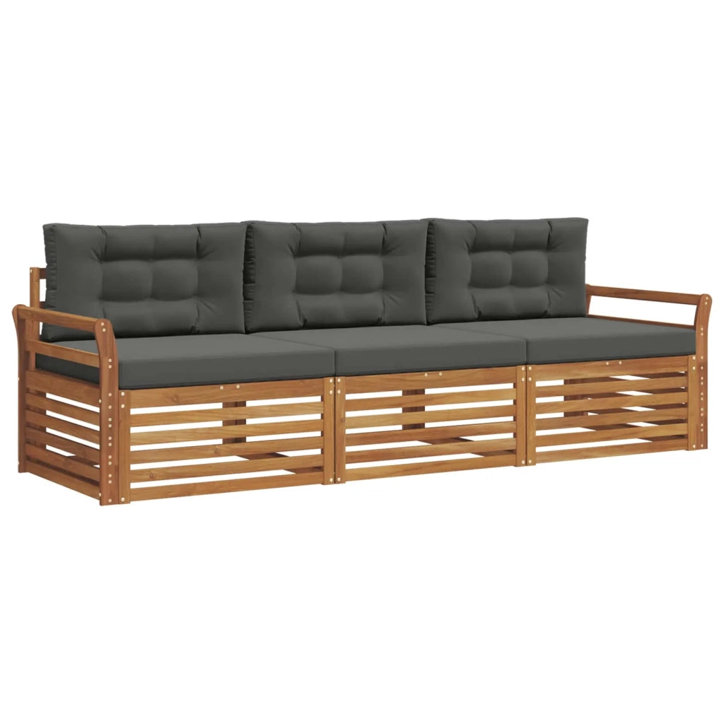 Set di divani da esterno con cuscino 3 pcs Naturale e Antracite