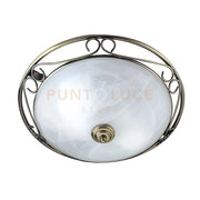 Weybridge Ceiling Flush - Ottone antico e vetro alabastro