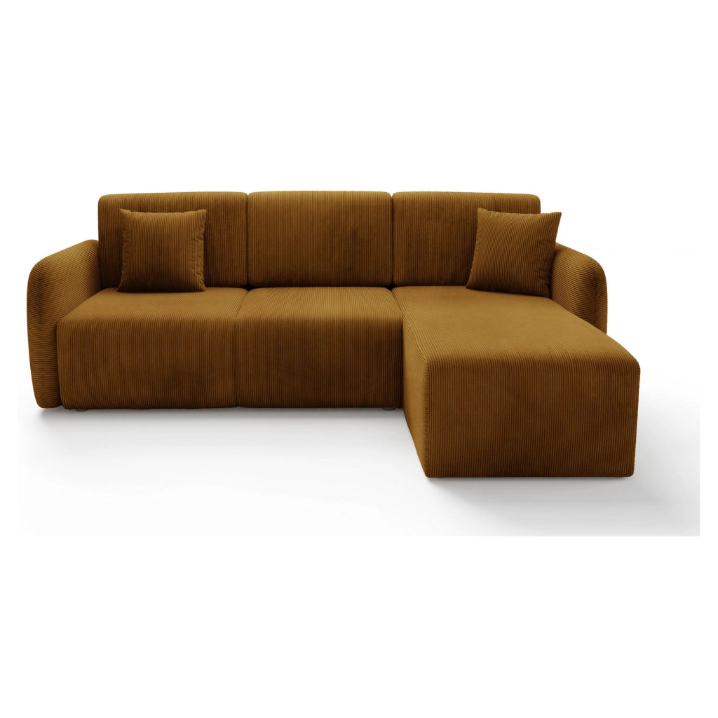 Ranco, Divano Letto con Penisola Contenitore, 245x185 cm Marrone