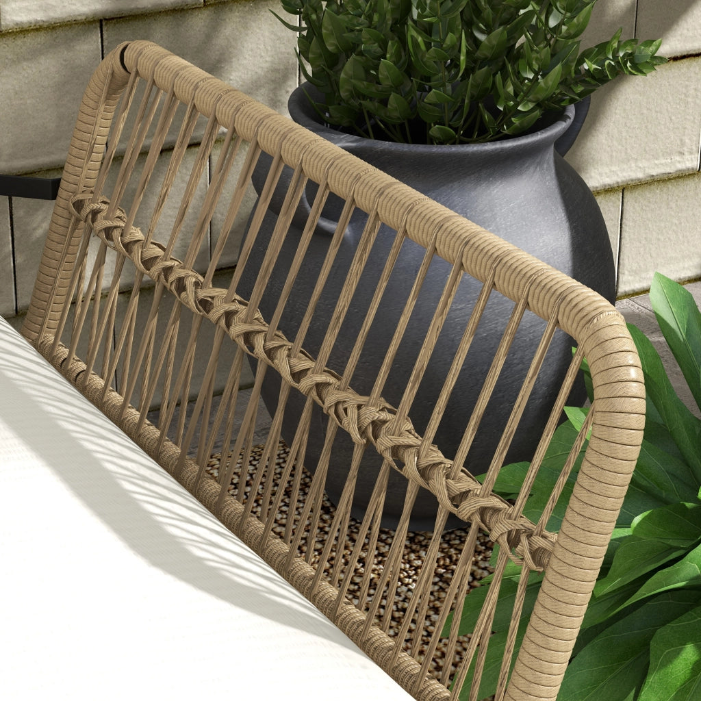 Divano Angolare Esterno 3 Posti con Poltrona e Tavolino ¨C Zephmum ¨C Resina Intrecciata Colore Crema