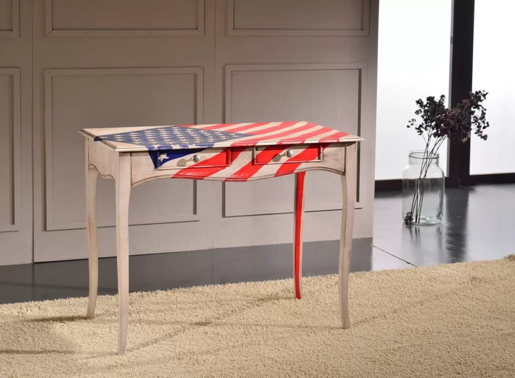Consolle 2 cassetti legno decori america 101x54x80 - Mobili 2G