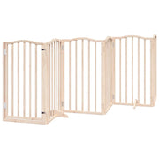 Cancelletto di sicurezza per cani con 6 pannelli in legno di pioppo marrone 02_0023324
