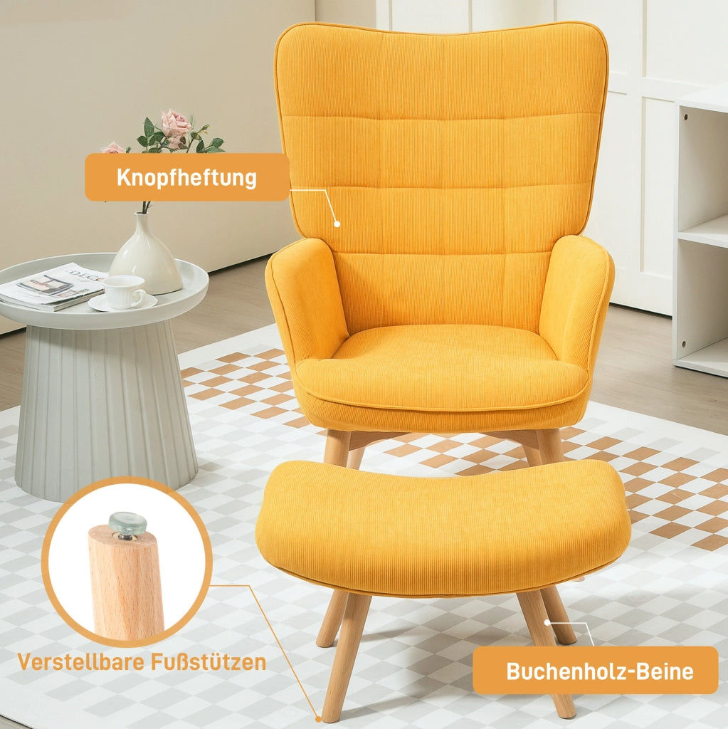 Poltrona relax arancione con poggiapiedi