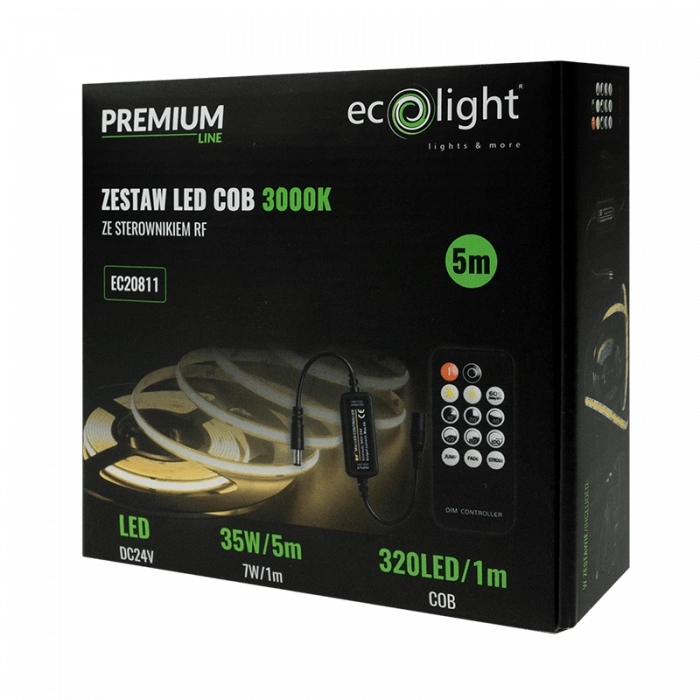 Striscia LED COB 320/m 24V IP20 3000K 5m dimmer driver