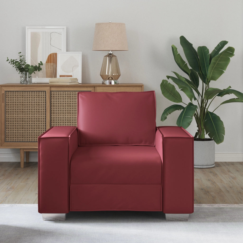 Poltrona  Rosso Vino 59 cm in Pelle Finta